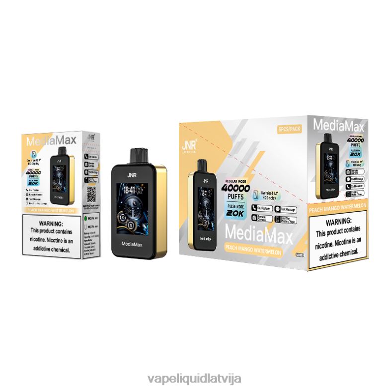 Vape Juice - persiku mango arbūzs JNR MediaMax 40k pufs 6P84415