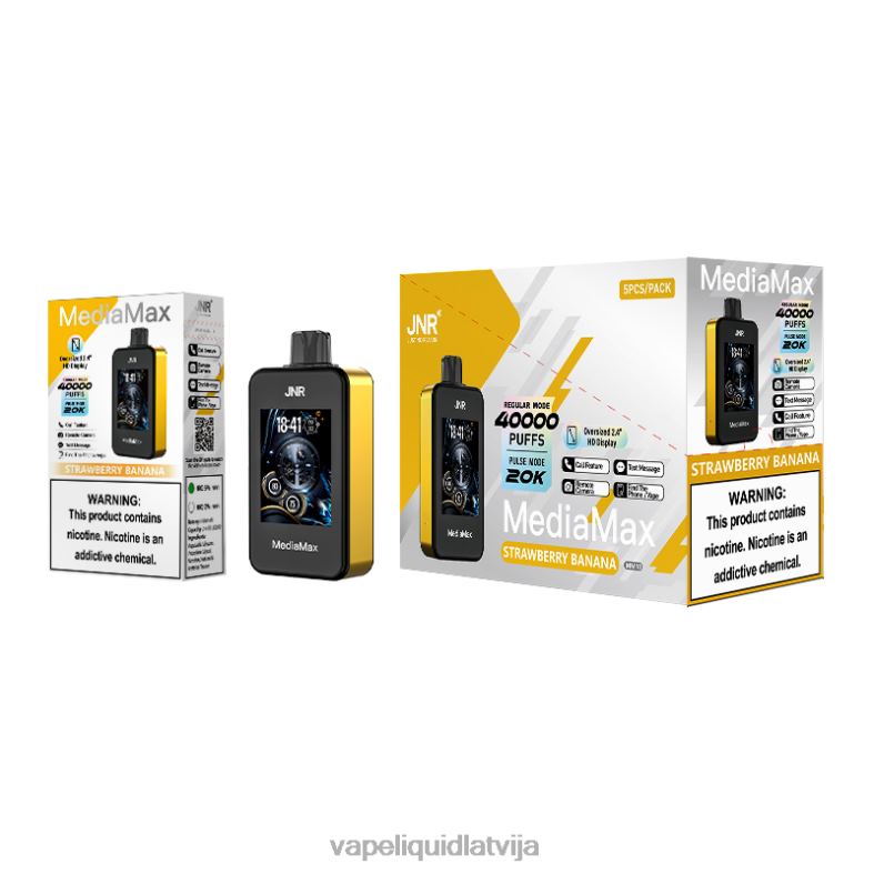 Vape Latvija - zemeņu banāns JNR MediaMax 40k pufs 6P84416