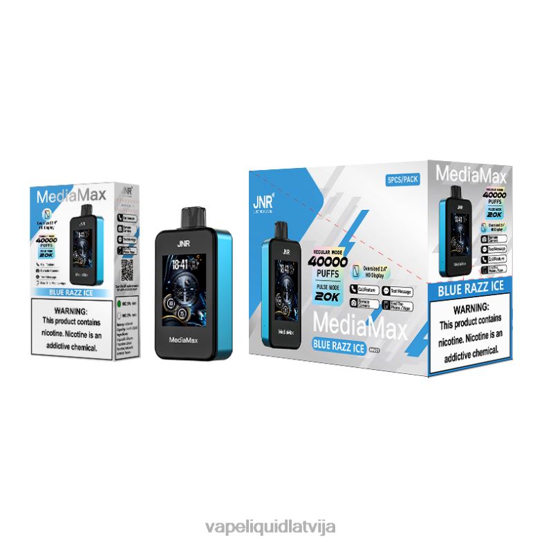 Vape Latvija - zils razz ledus JNR MediaMax 40k pufs 6P84421